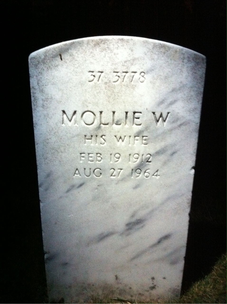 Back of headstone — Thomas E Hall