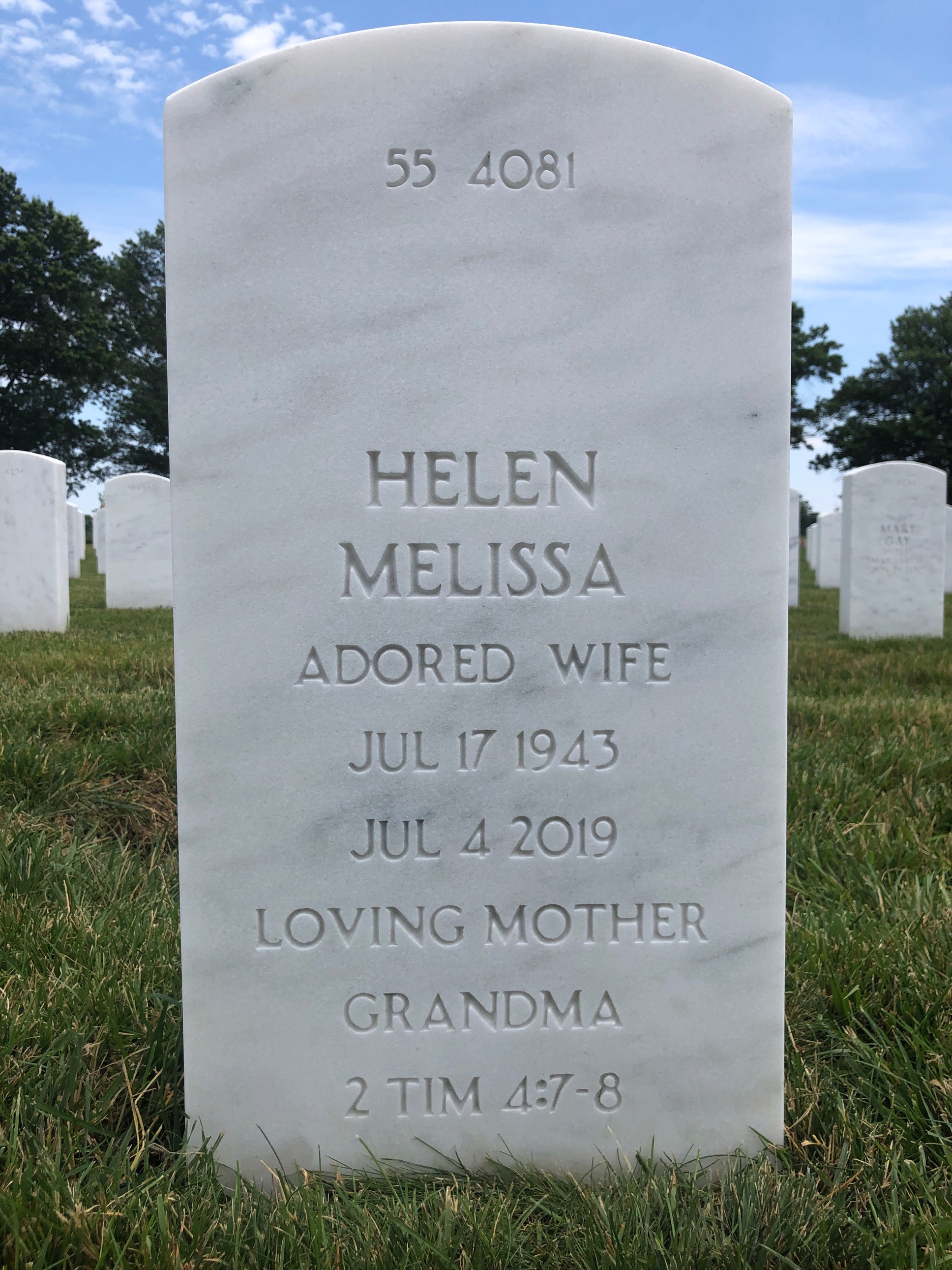 Back of headstone — Kenneth Baker