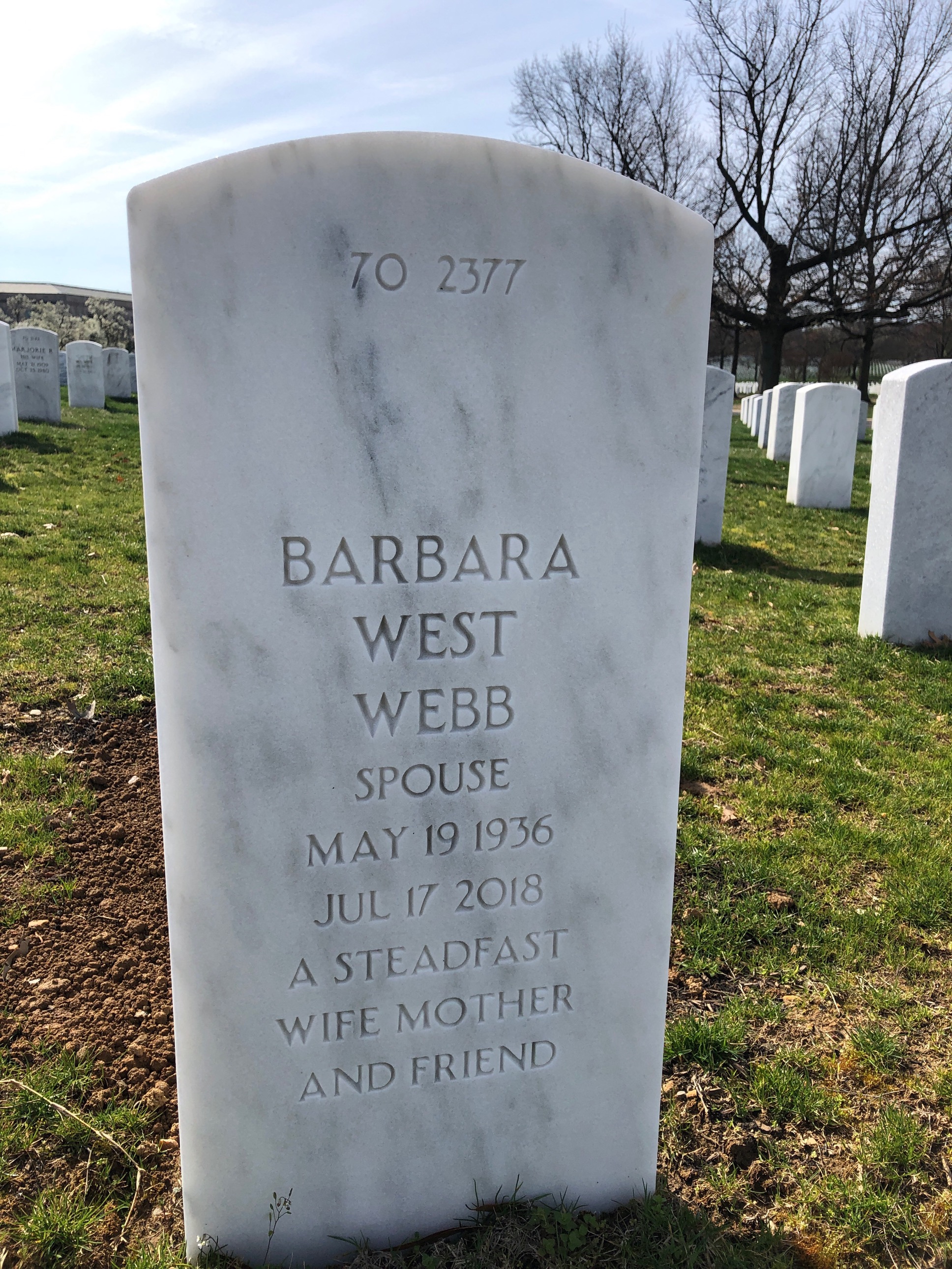 Back of headstone — Waldo Rafael Webb