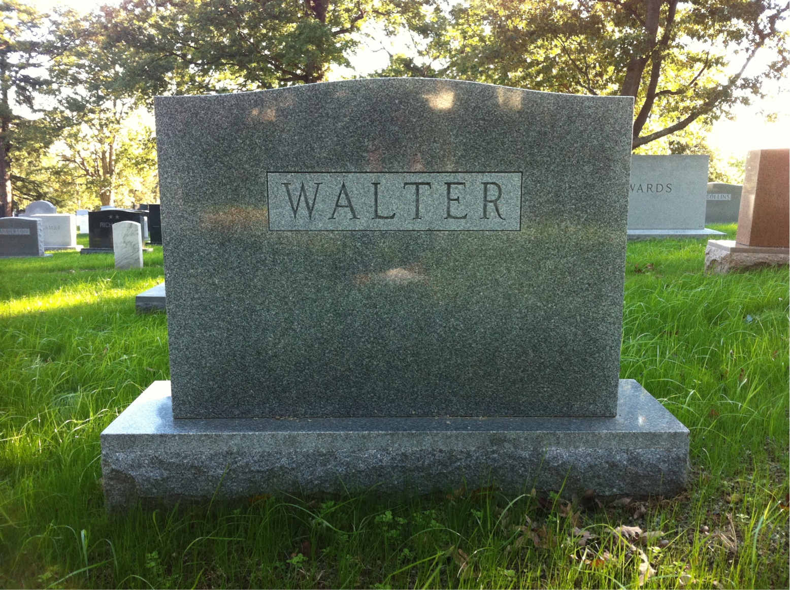 Back of headstone — Mercer Walter