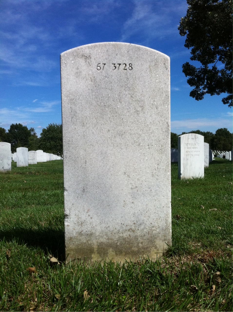 Back of headstone — Lawrence Cox