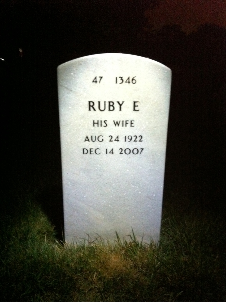 Back of headstone — Ernest Williams