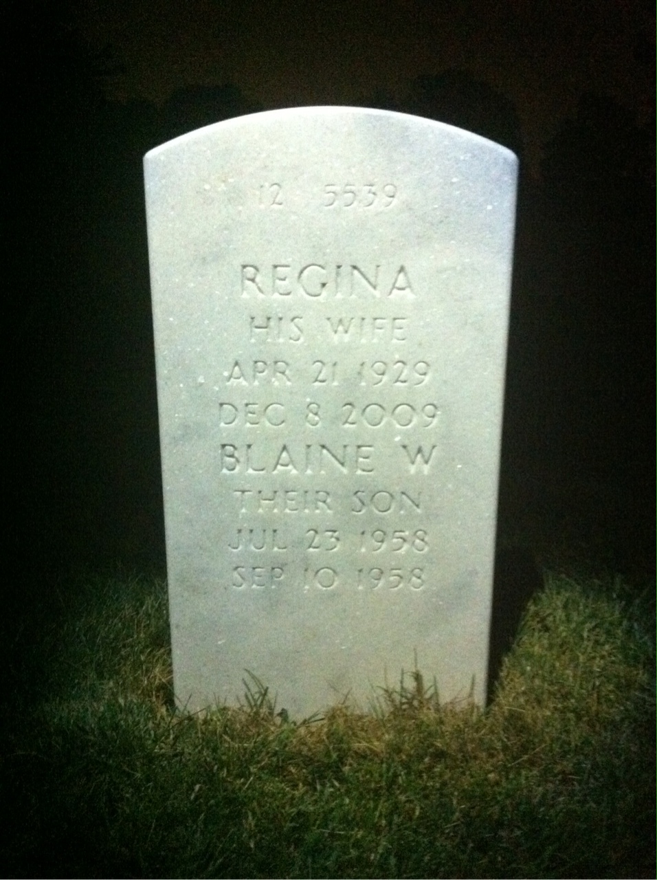 Back of headstone — Octavius Covington