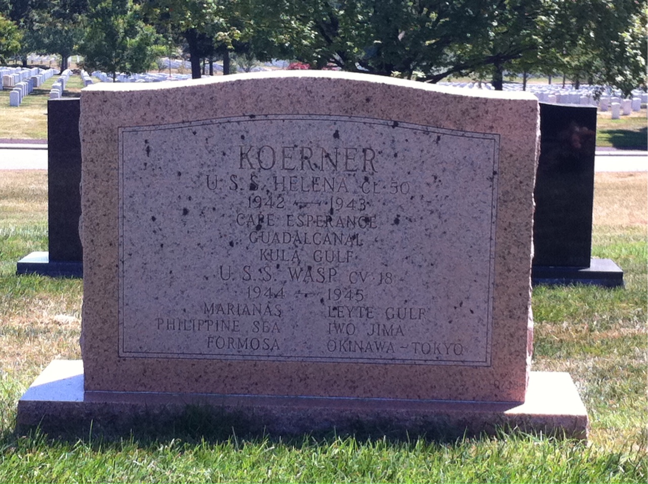 Back of headstone — Osborne Koerner