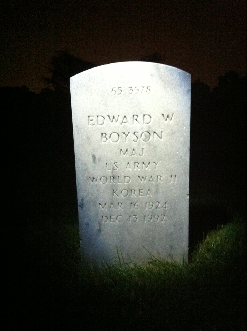 Back of headstone — Edward Boyson