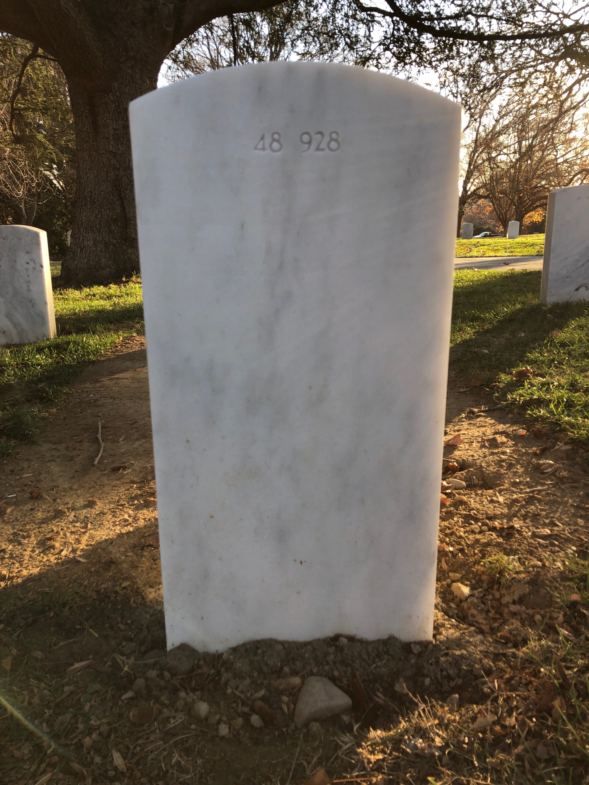 Back of headstone — William A Tate