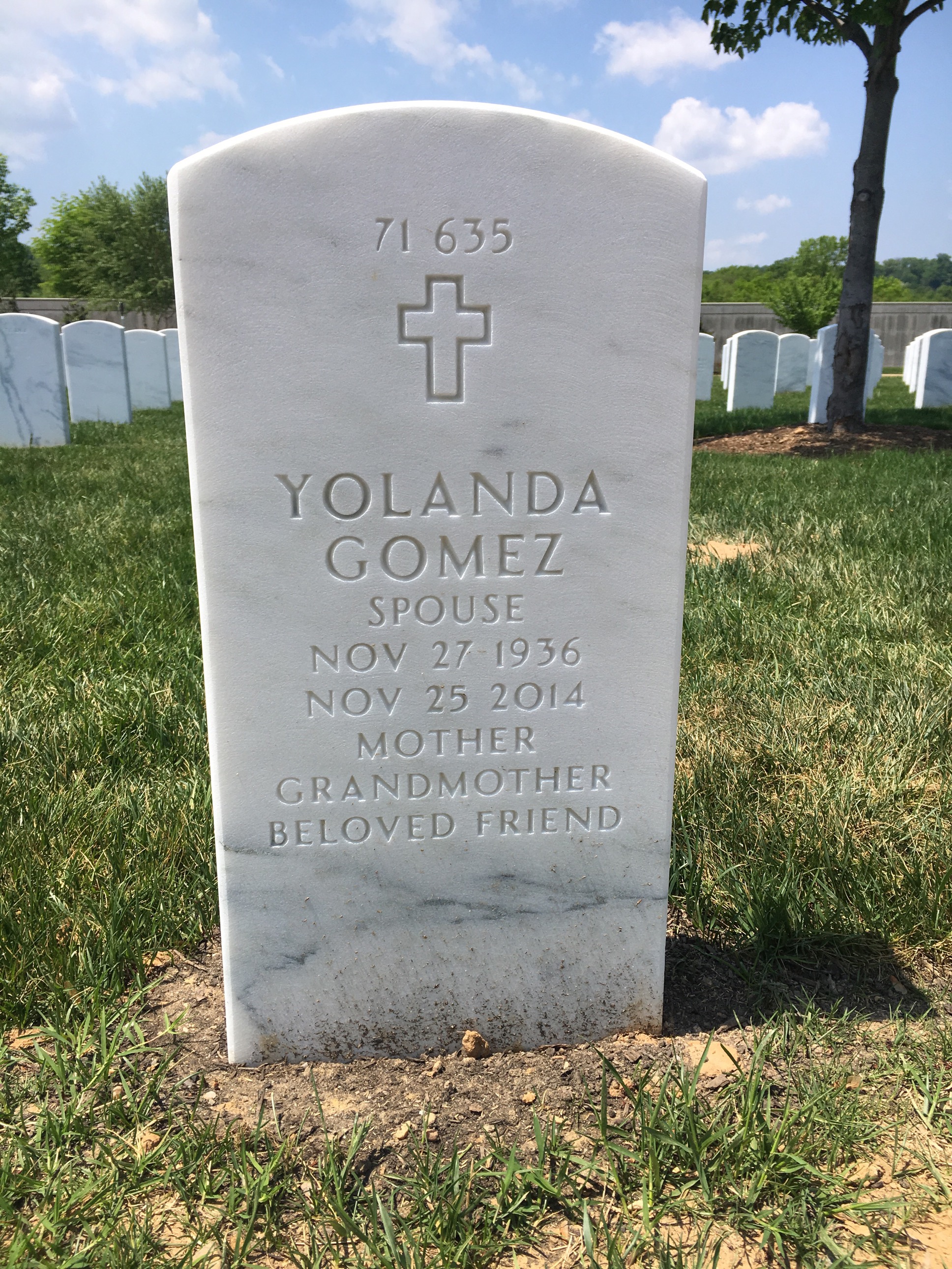 Back of headstone — Dale Adams