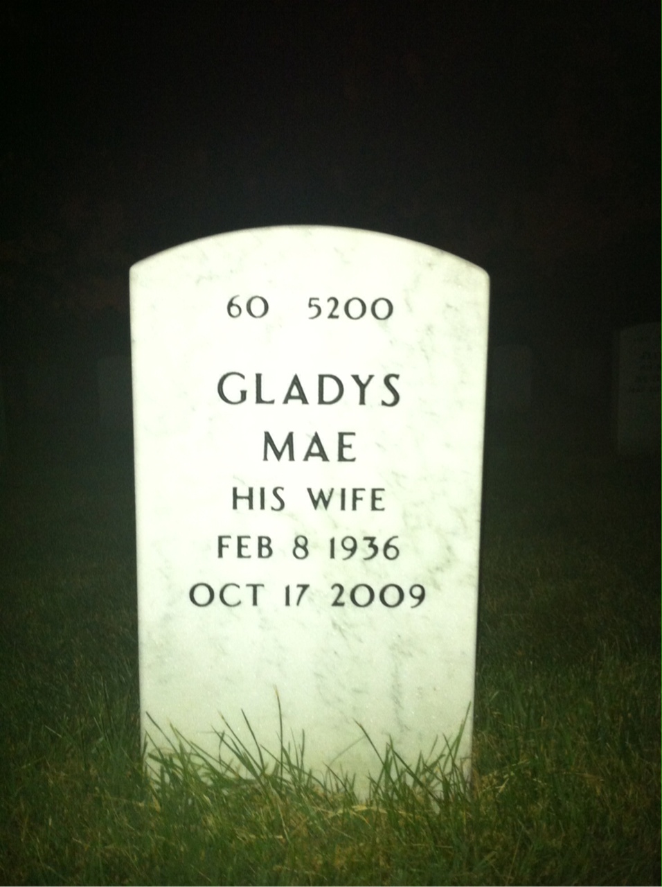 Back of headstone — John Williams