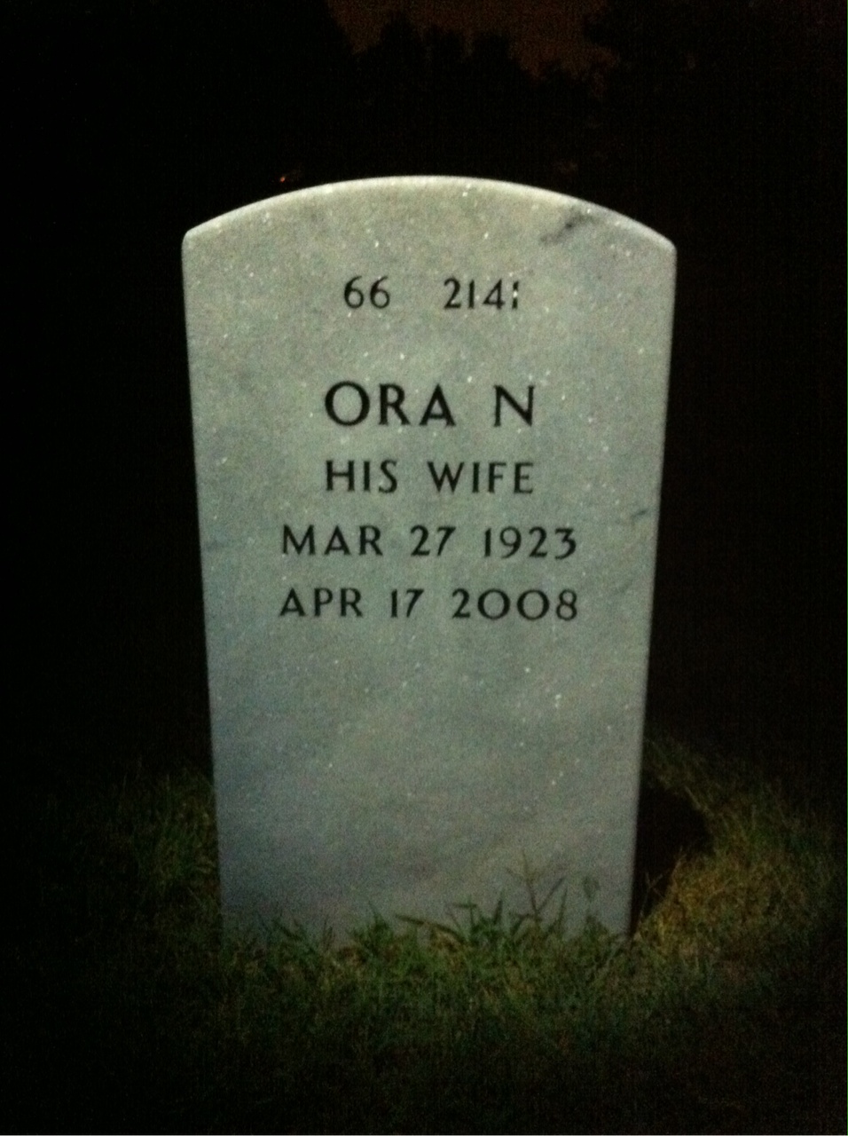Back of headstone — Philander Robinson