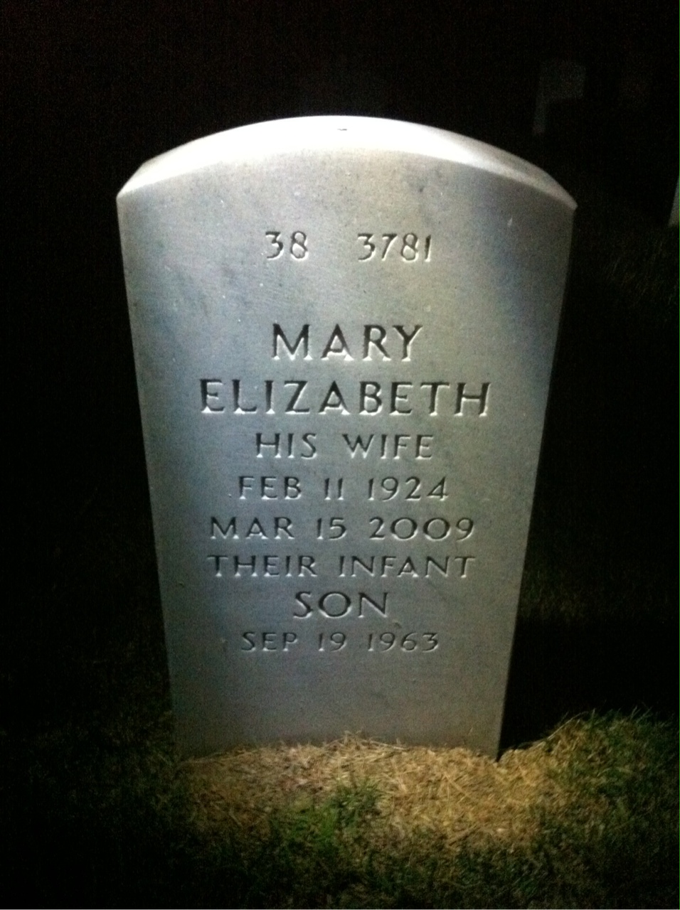 Back of headstone — Thomas Tinsley