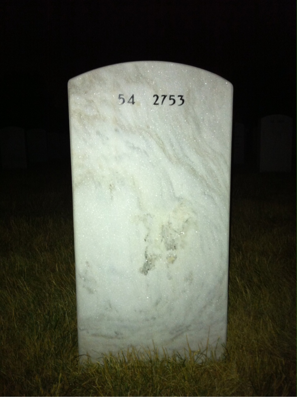 Back of headstone — Robert Vanorden