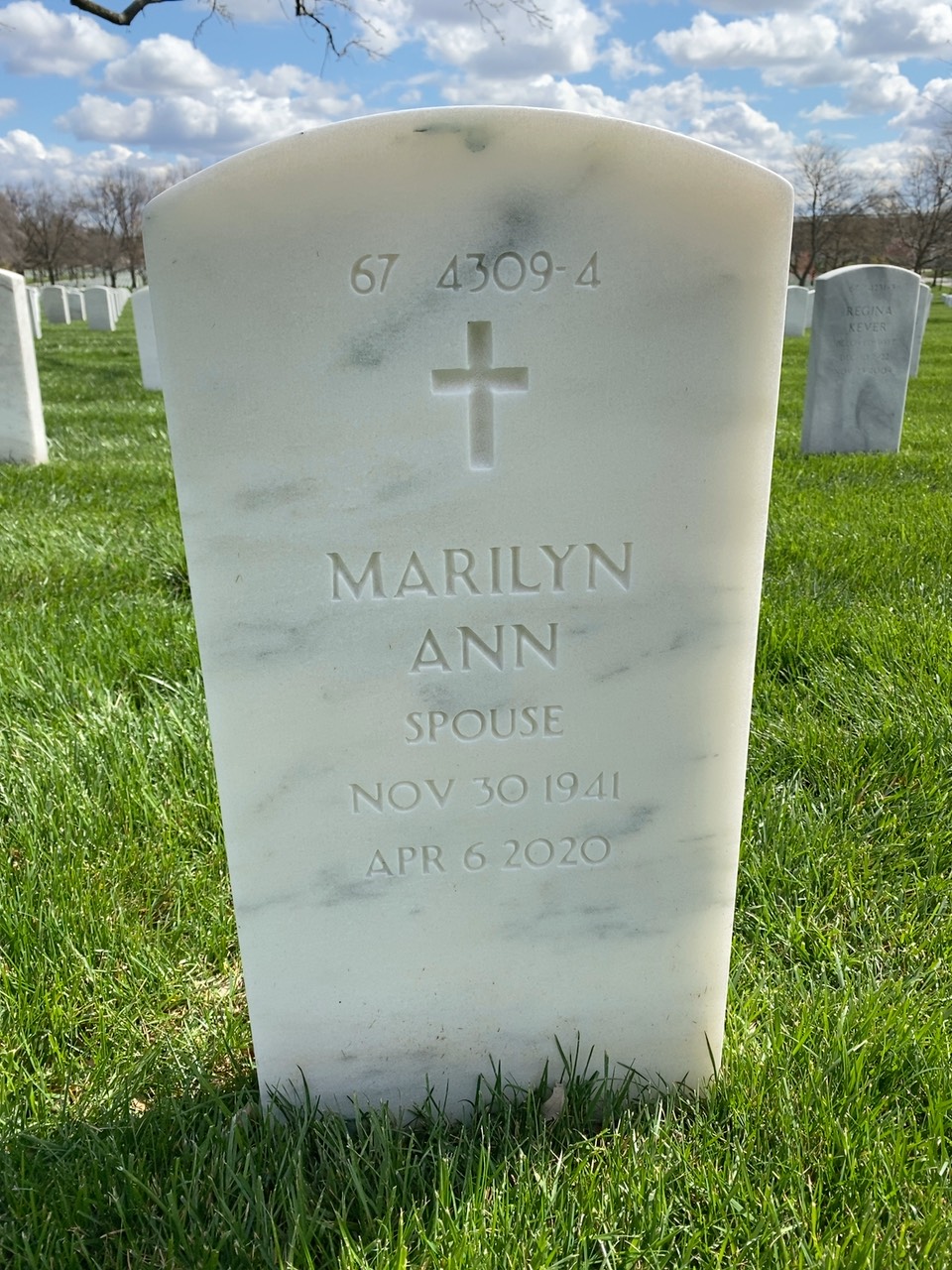 Back of headstone — William Henry Rehm