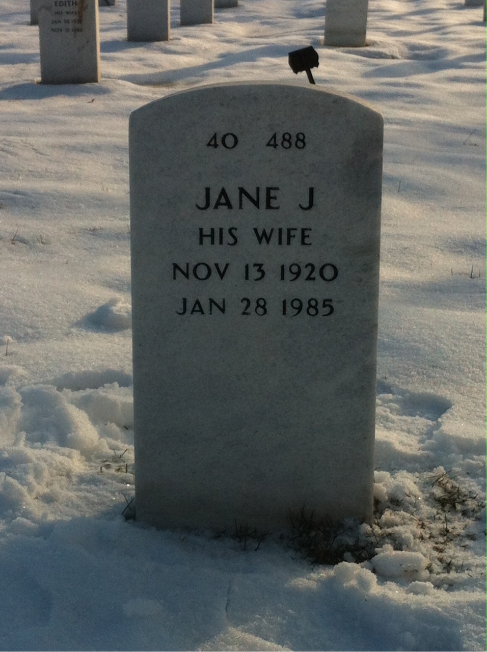Back of headstone — Joseph Muzyka