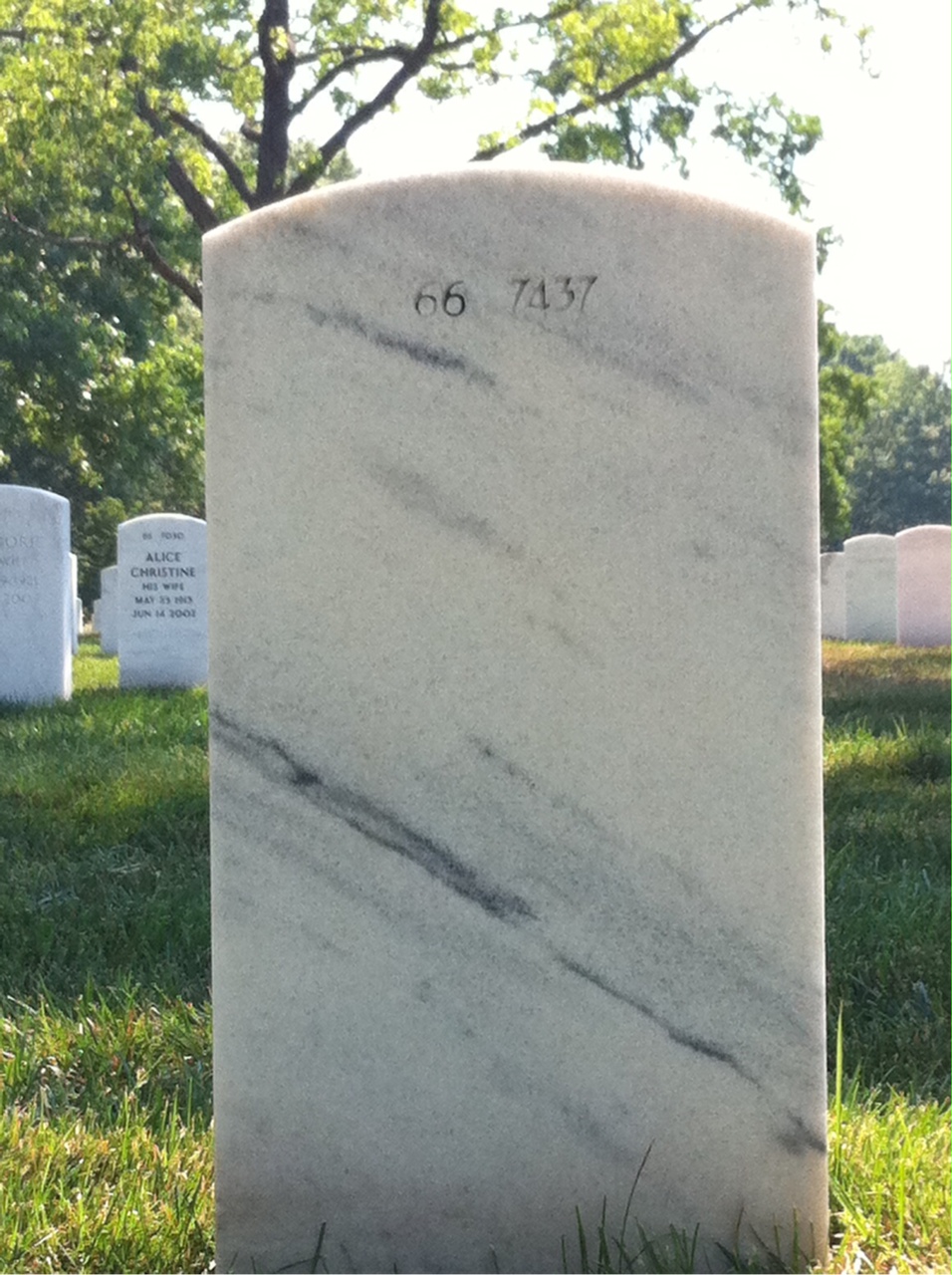 Back of headstone — Walter C Knauss