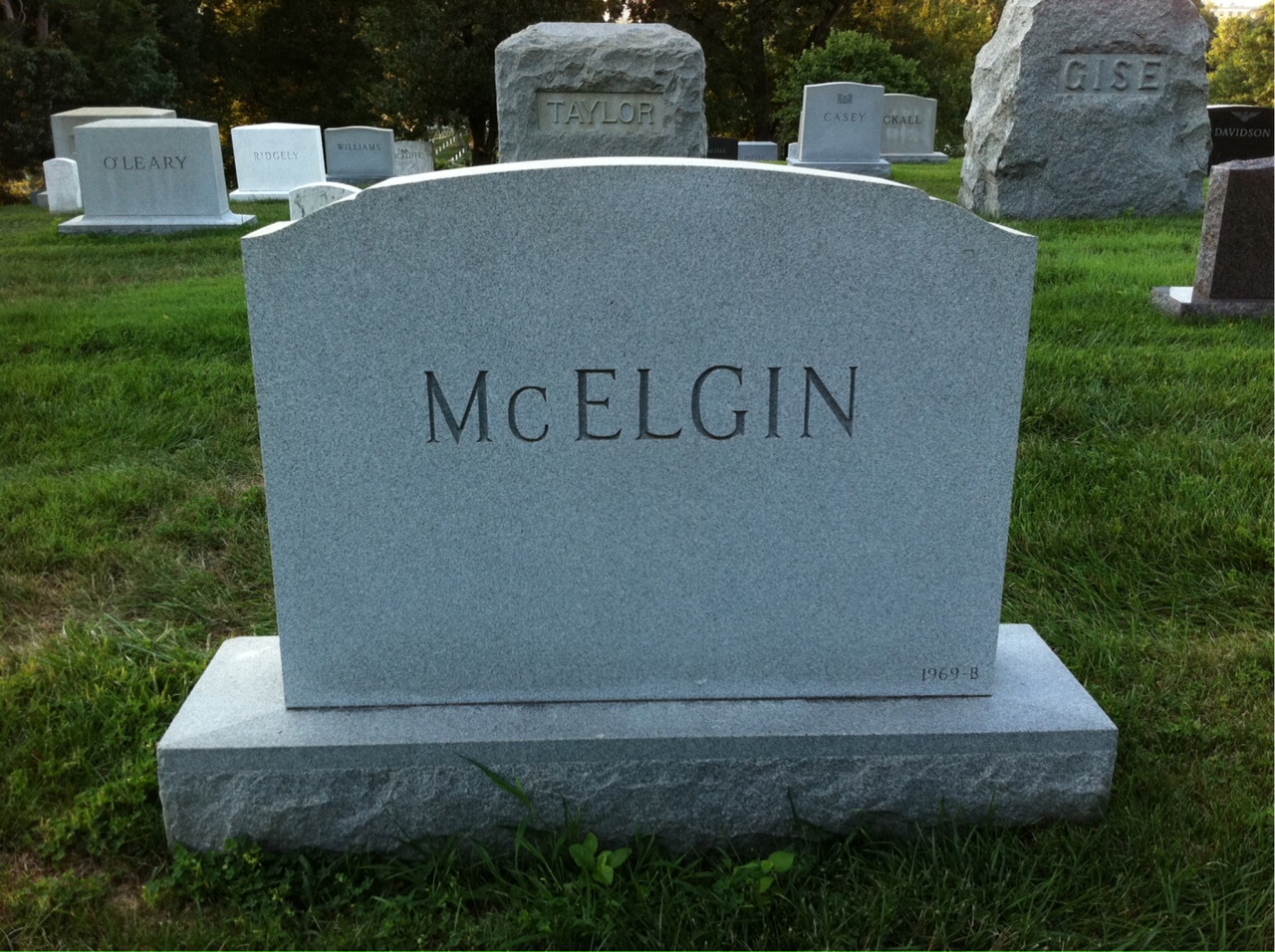 Back of headstone — Hugh John Mcelgin