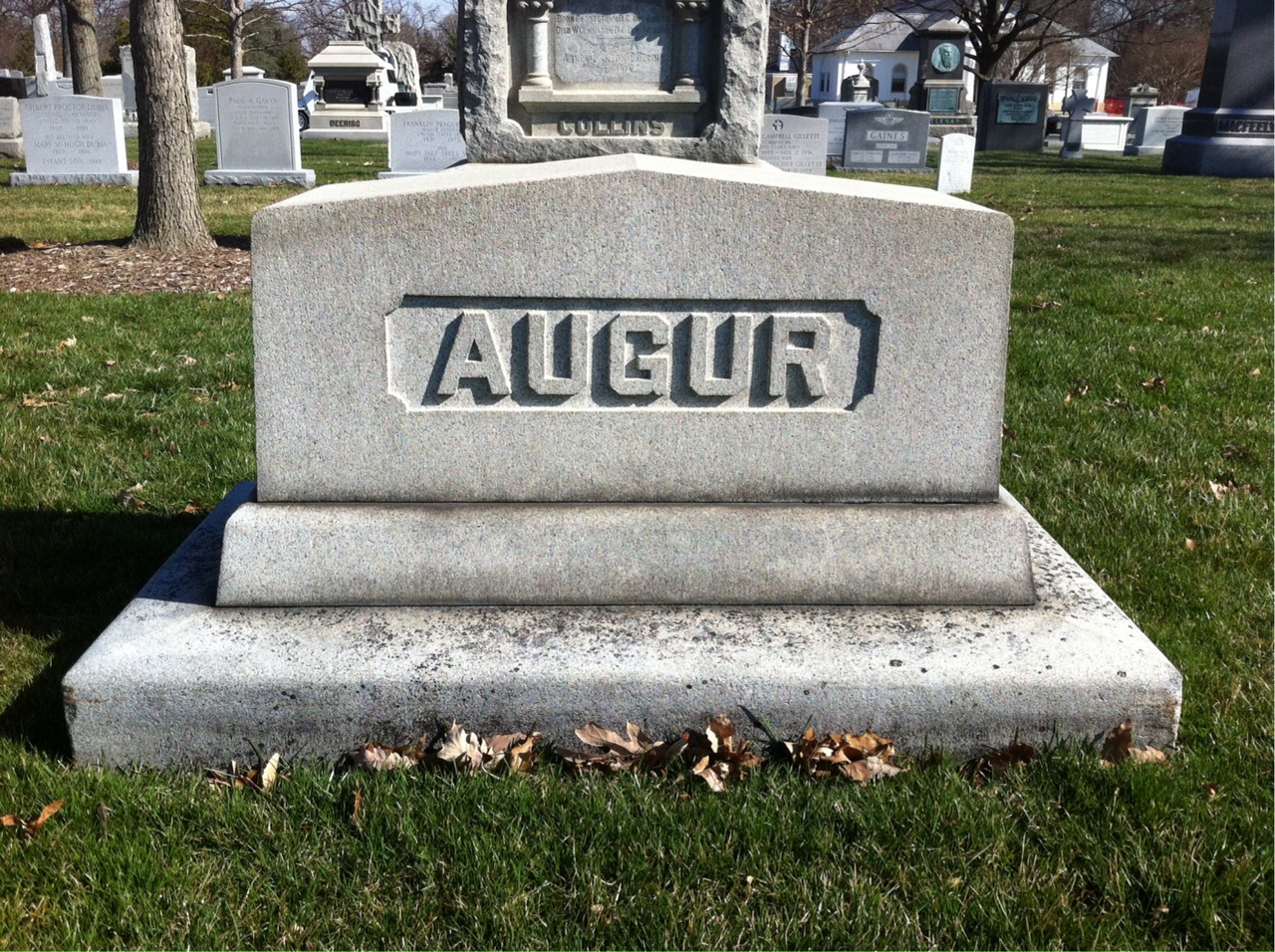 Back of headstone — Christopher Augur