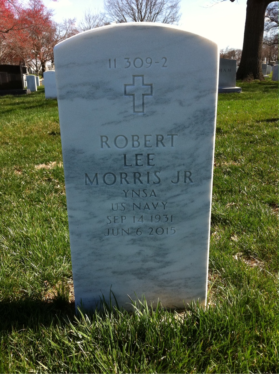 Back of headstone — Robert Morris