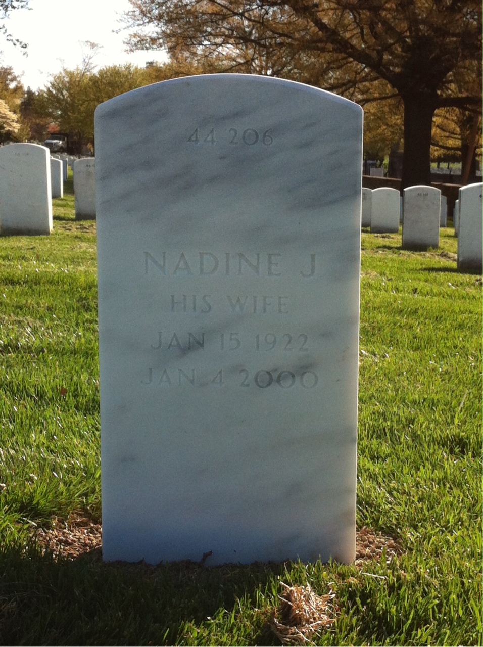 Back of headstone — Nadine Cunningham