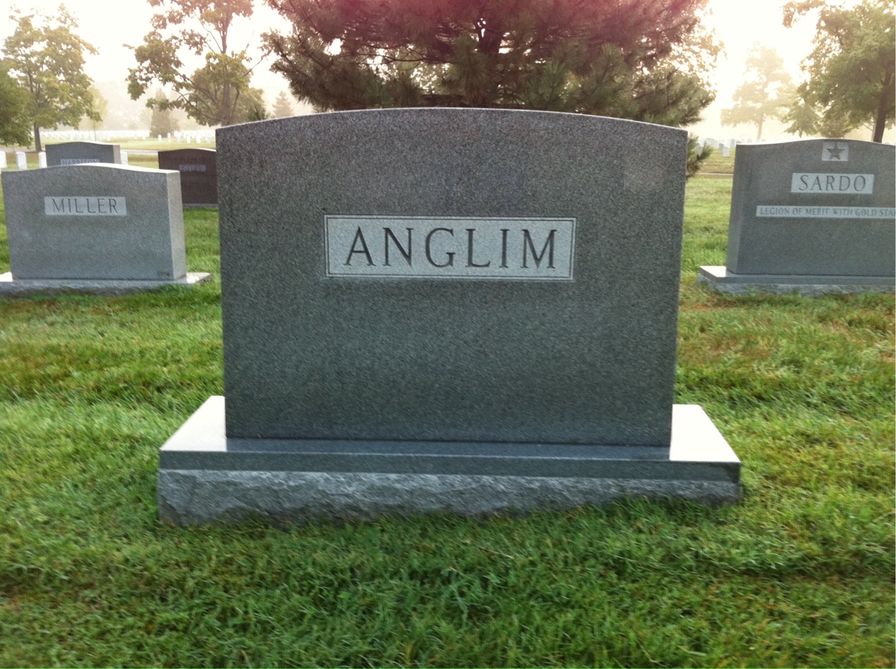 Back of headstone — David Anglim