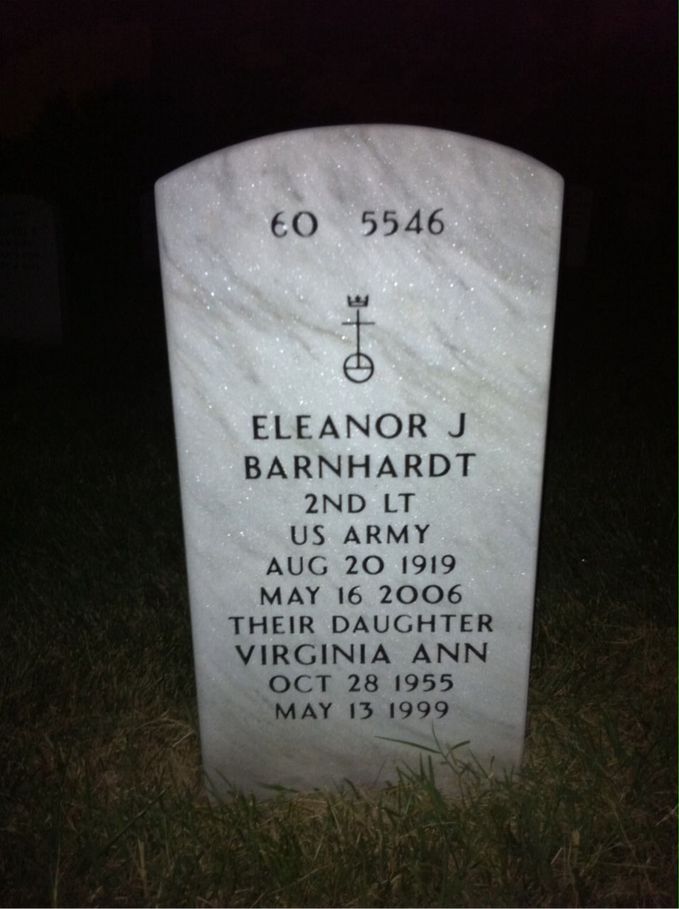 Back of headstone — Eleanor Barnhardt