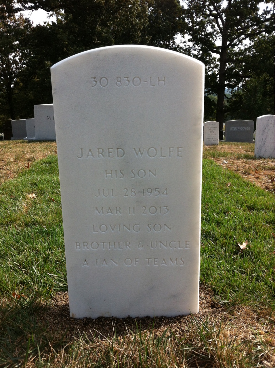 Back of headstone — James Ayres