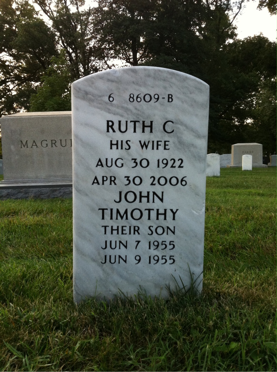 Back of headstone — Harold White