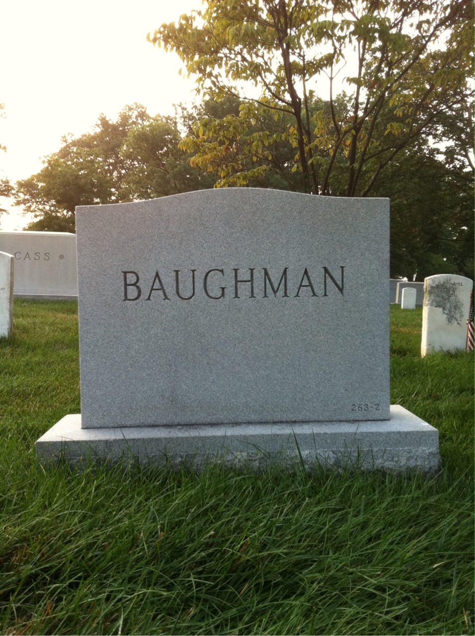 Back of headstone — Cortlandt Baughman
