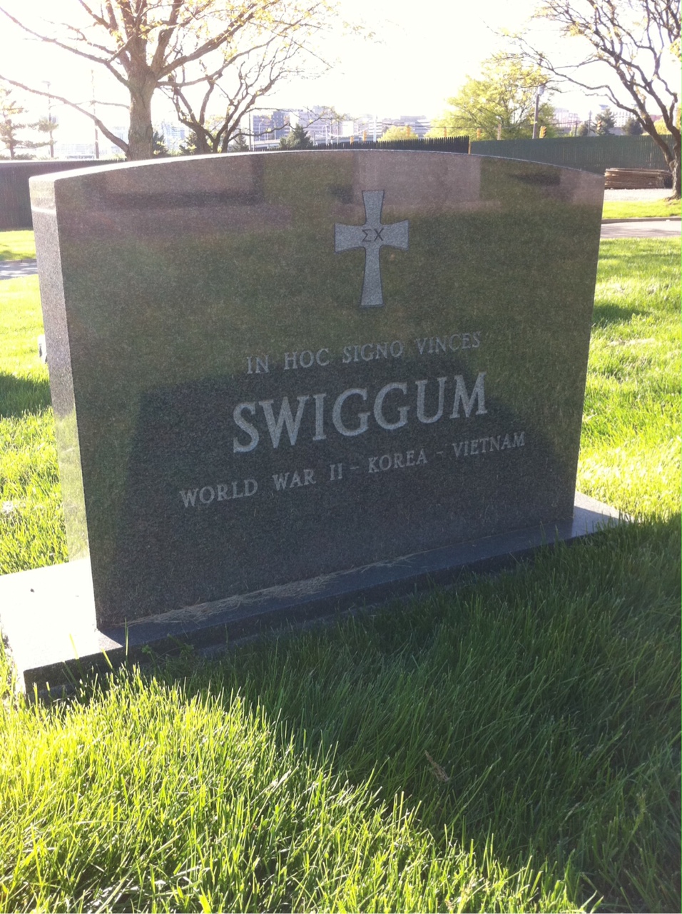 Back of headstone — George Swiggum