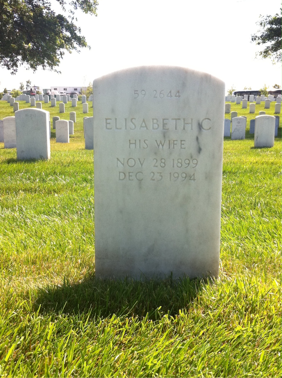 Back of headstone — William T Hopkins