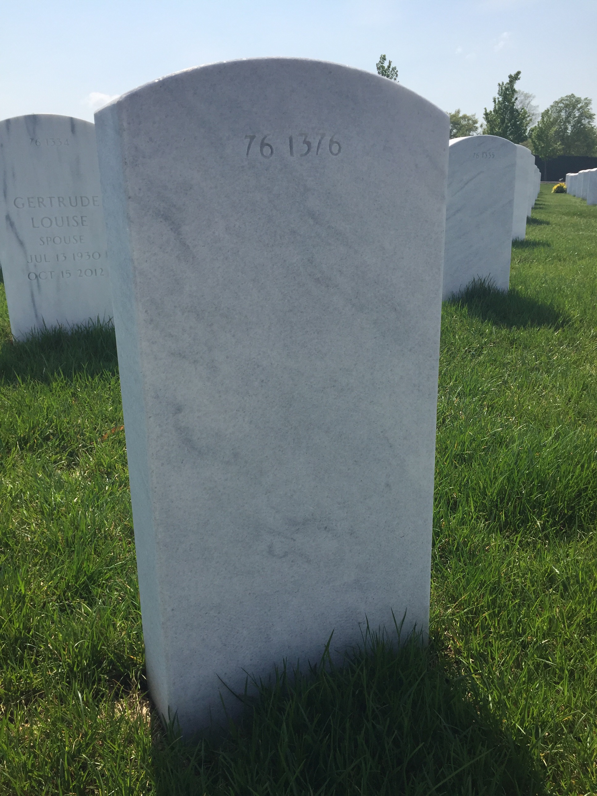 Back of headstone — John Bennington