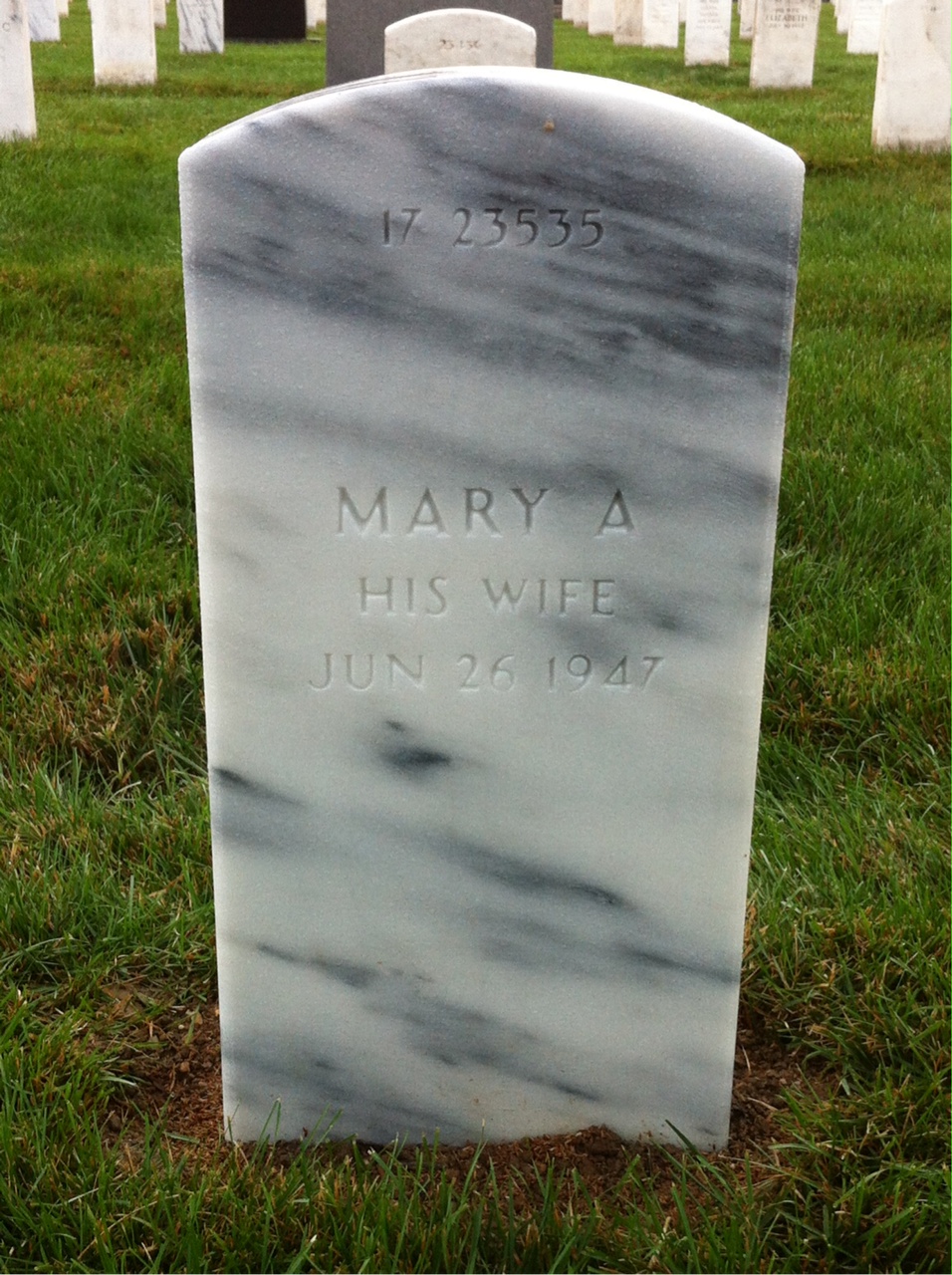 Back of headstone — Frank Baur
