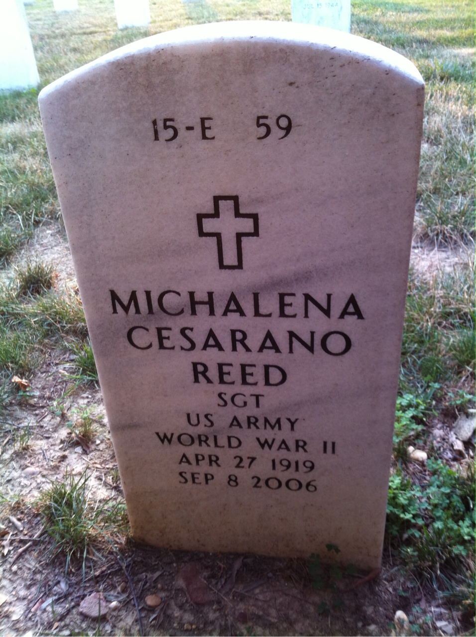 Back of headstone — Crawford Reed