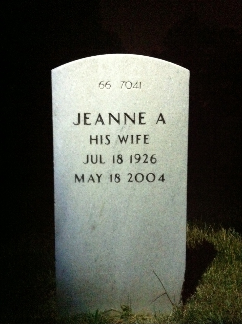 Back of headstone — John Allnatt