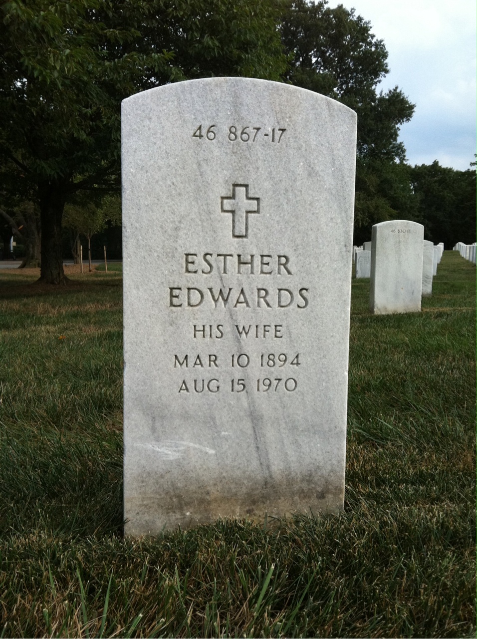 Back of headstone — Esther Constant