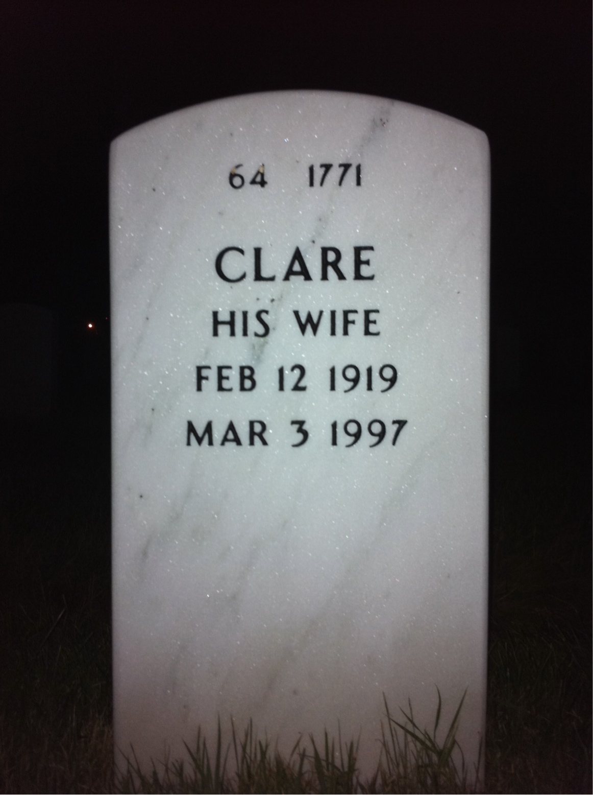 Back of headstone — Charles Macadams
