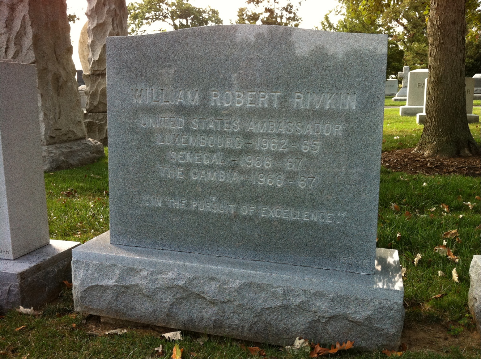 Back of headstone — William R Rivkin