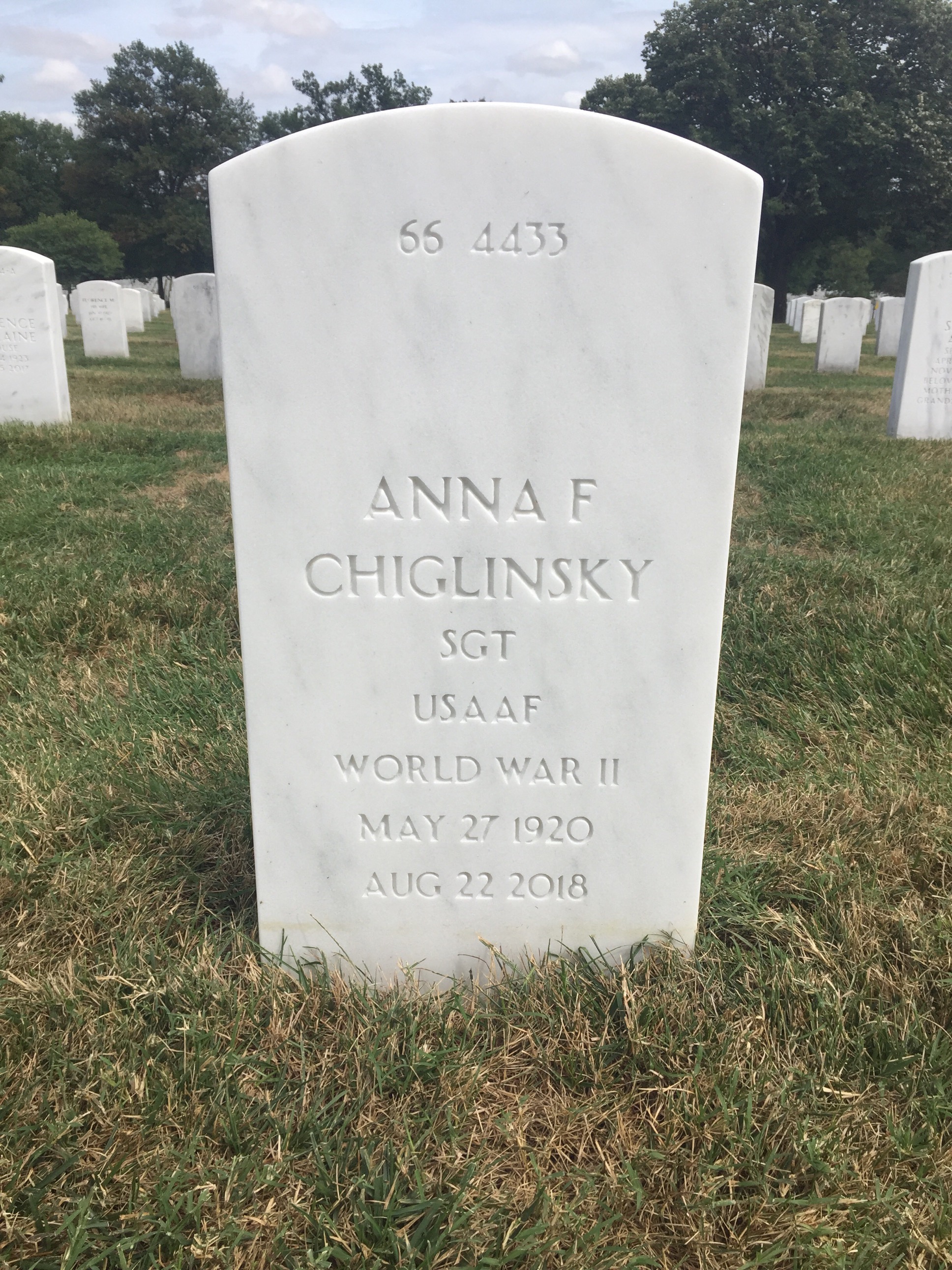 Back of headstone — Joseph Chiglinsky
