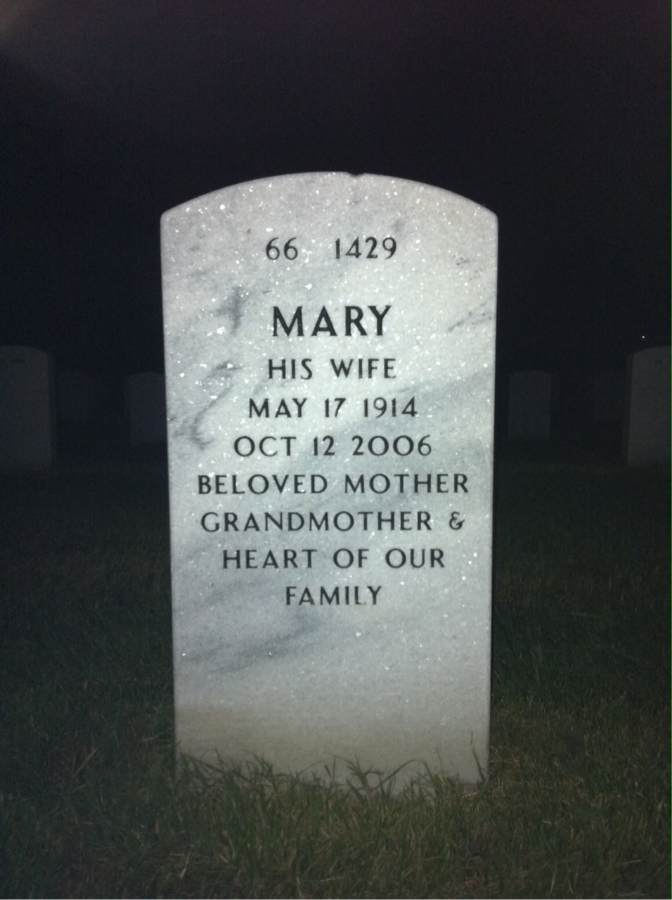 Back of headstone — Albert Stankovich