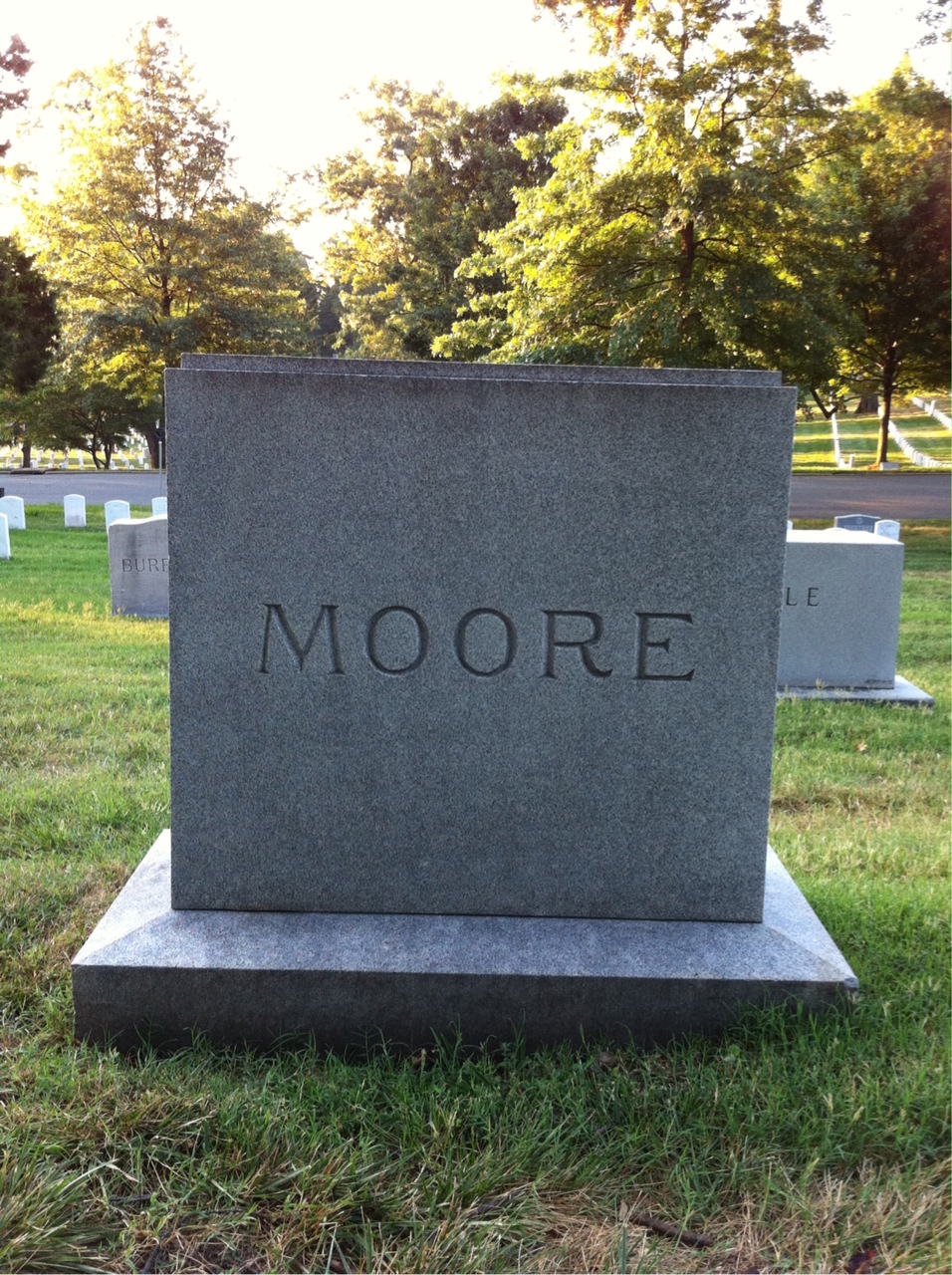 Back of headstone — William Moore