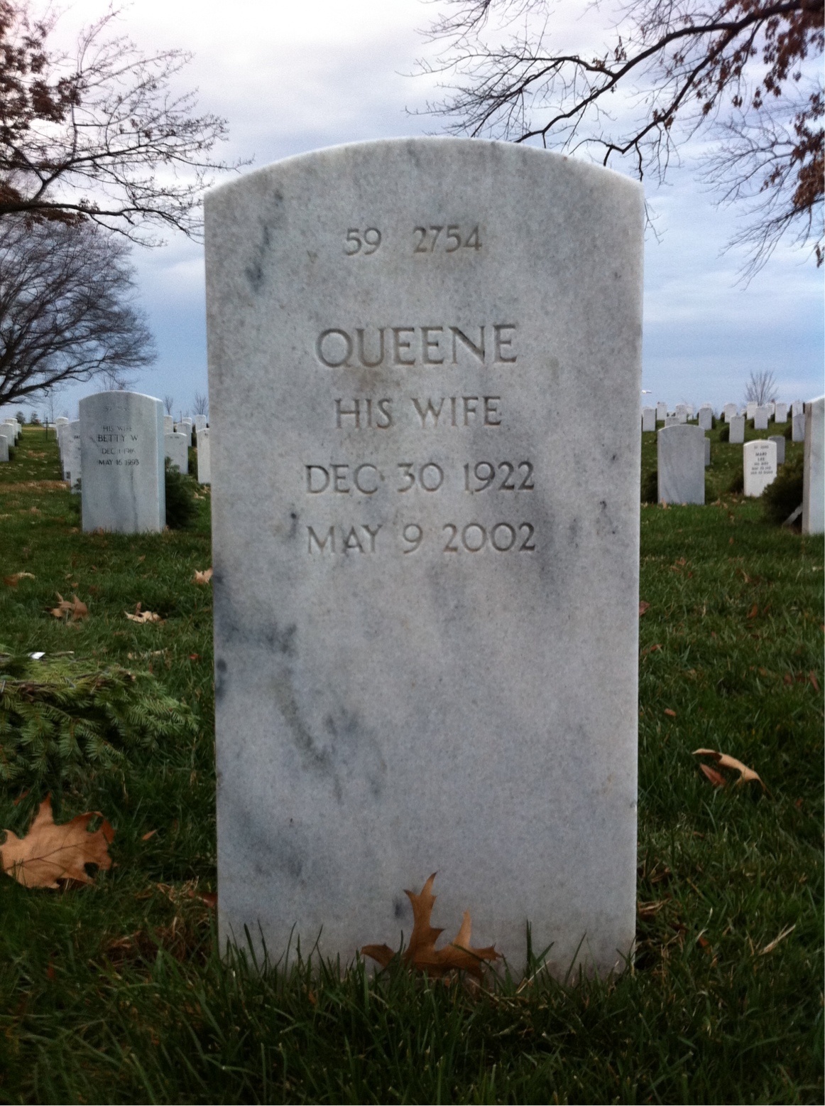 Back of headstone — Agnes Lester
