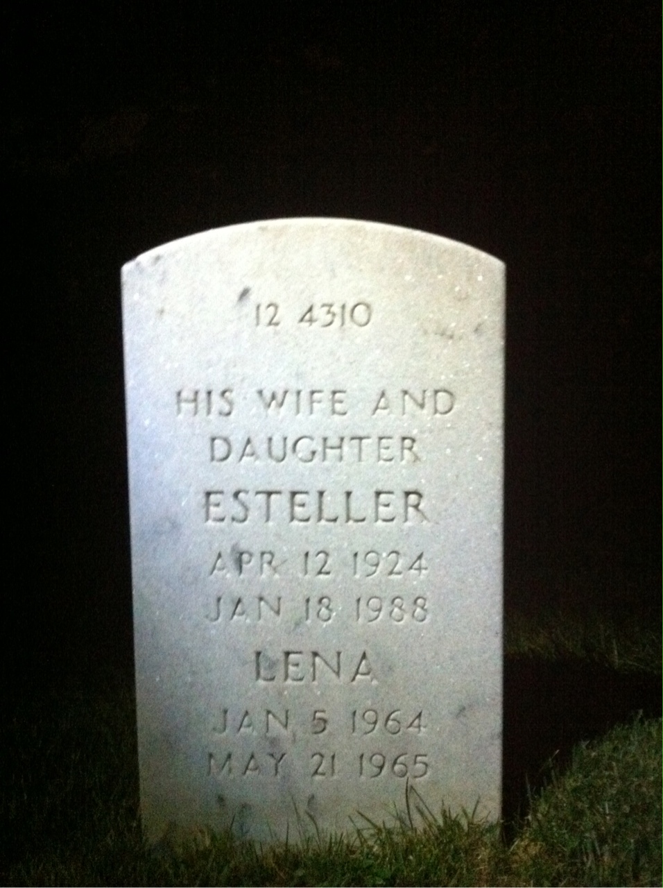 Back of headstone — Lena Moses