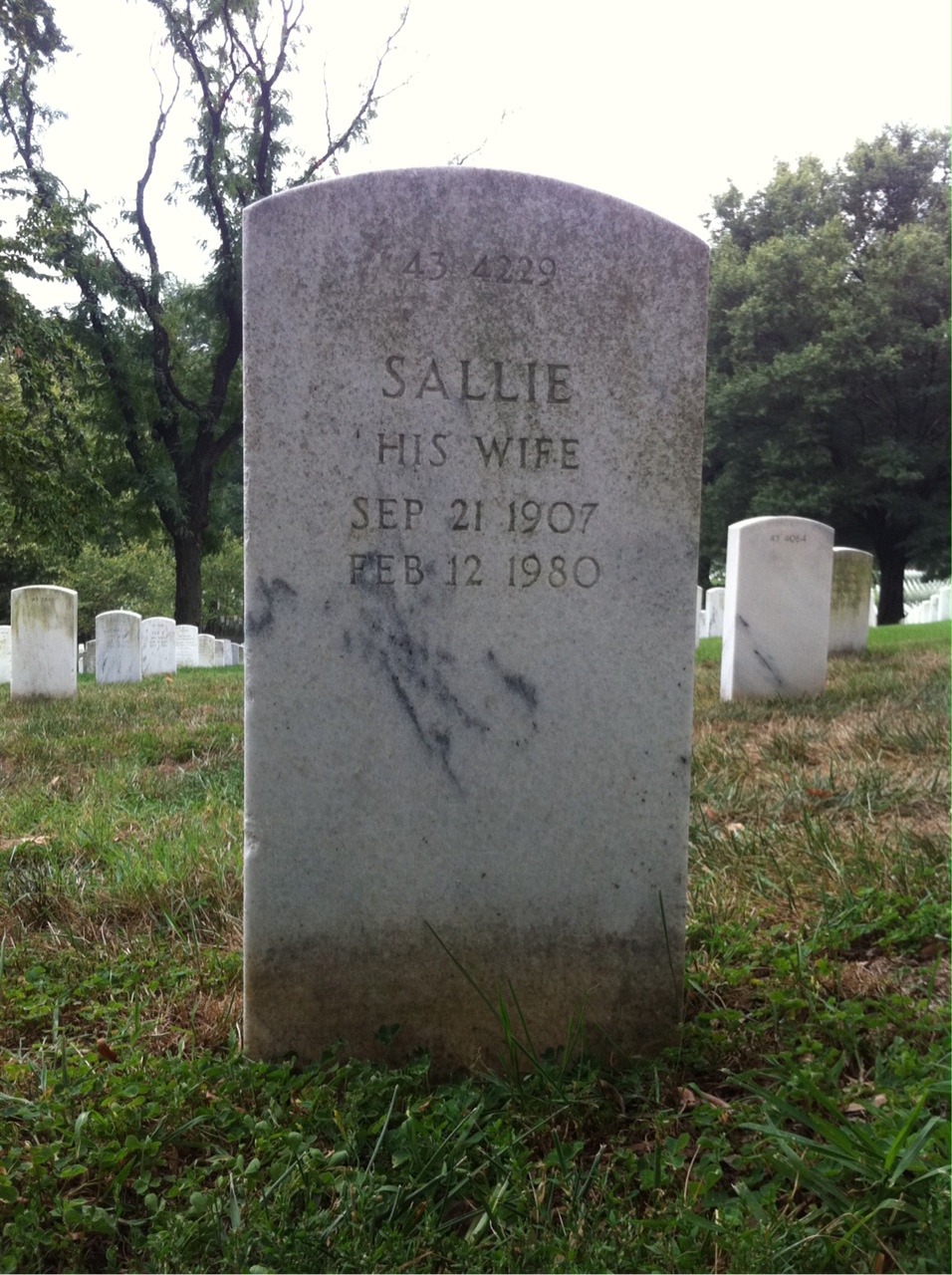 Back of headstone — Sallie Mitchell