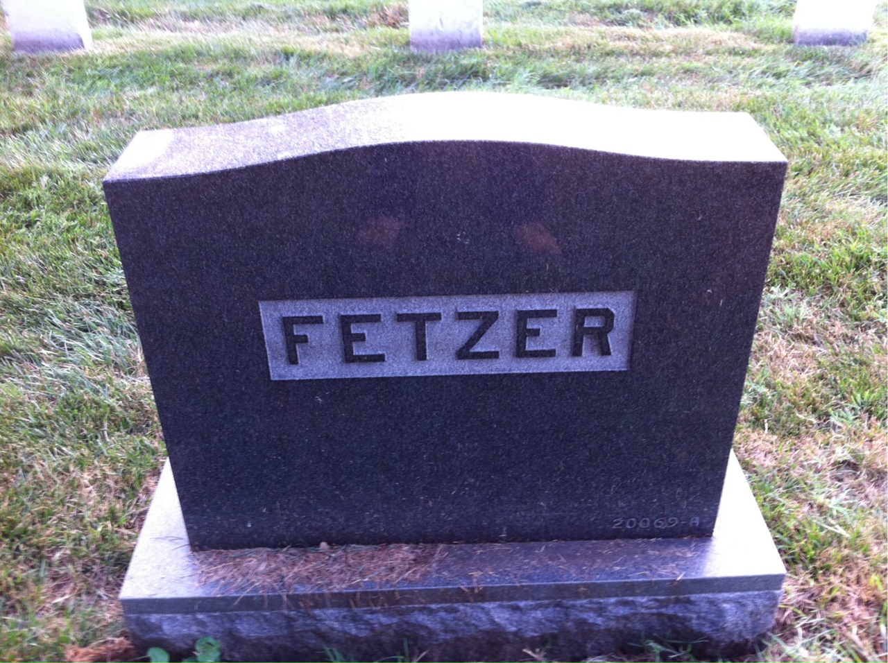 Back of headstone — William Palmer Fetzer