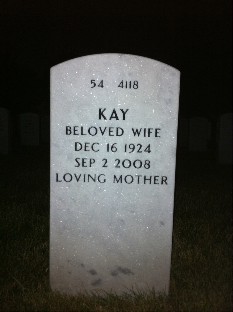 Back of headstone — Raymond Garo