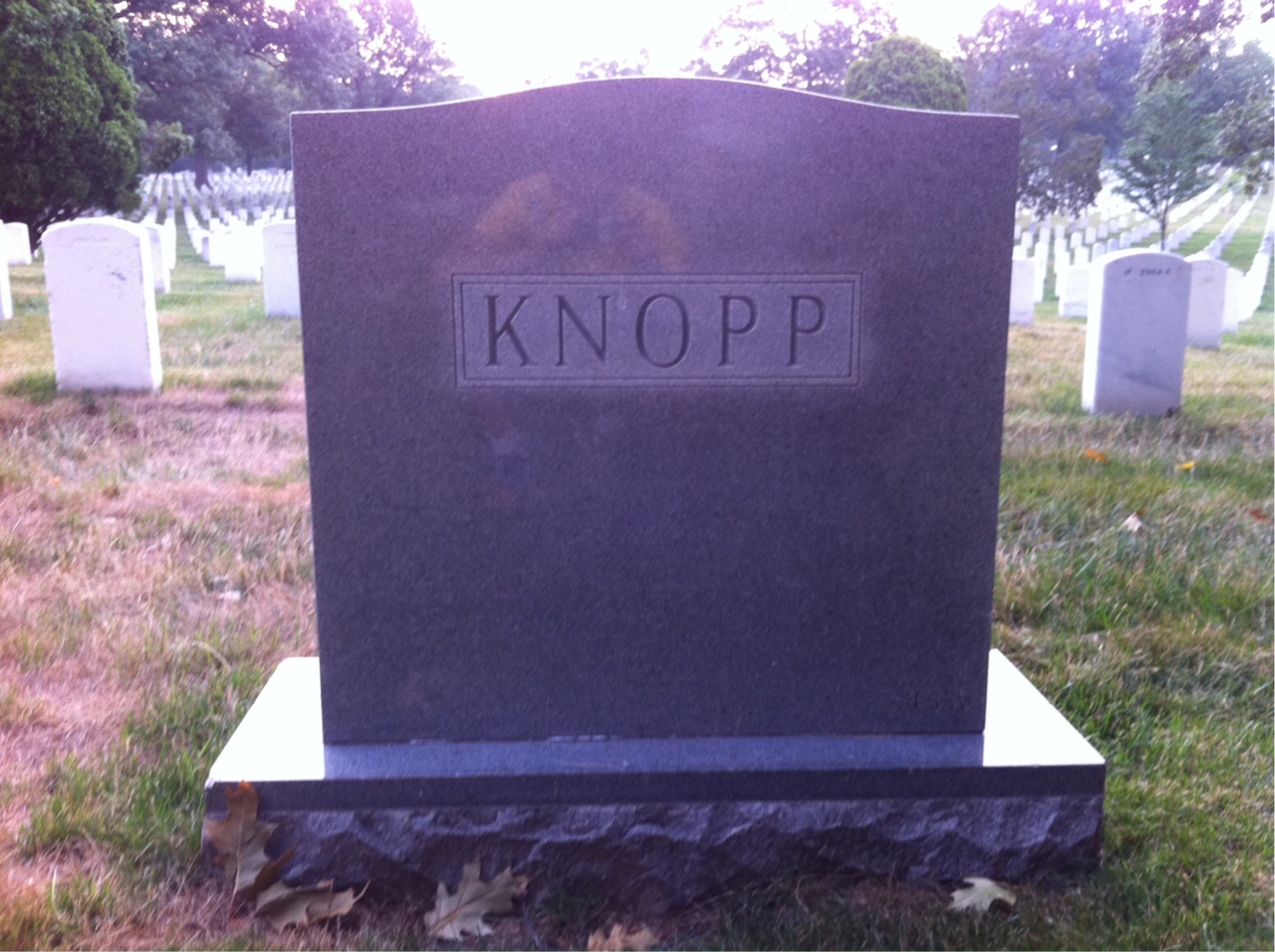 Back of headstone — Albert Knopp