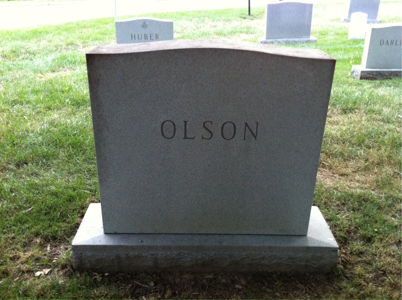 Back of headstone — H Olson