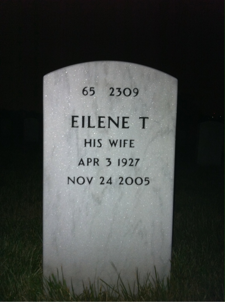 Back of headstone — Burton Emerson