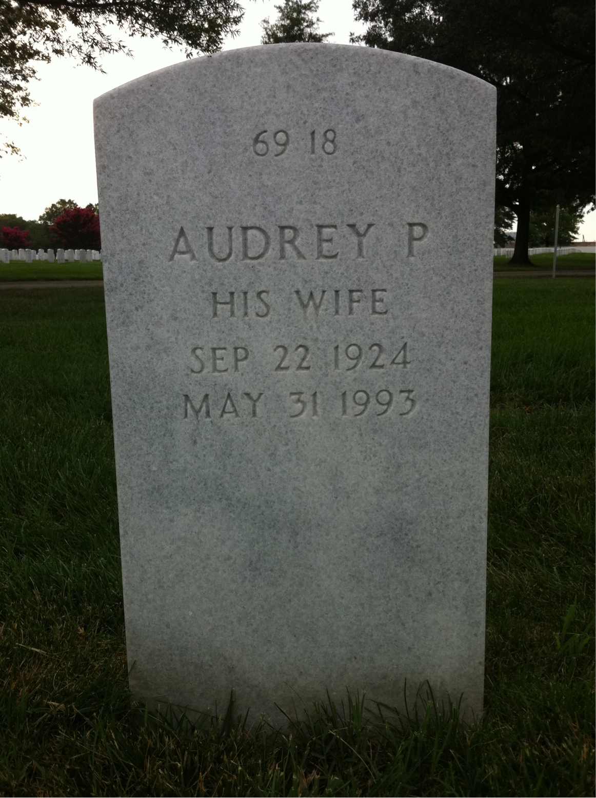 Back of headstone — Audrey Mitchell