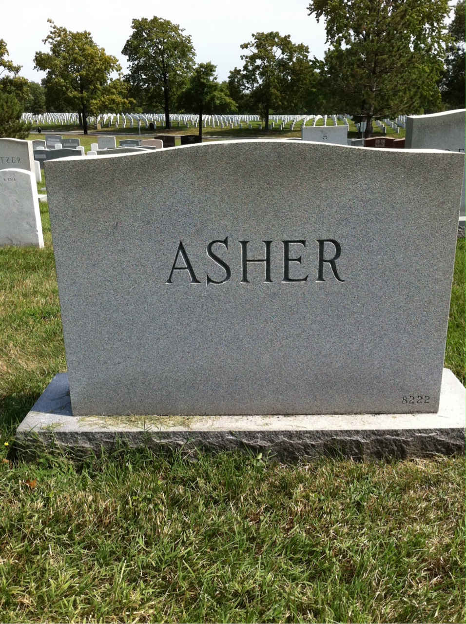 Back of headstone — Laurence Asher