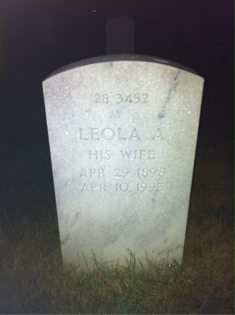 Back of headstone — John Baber